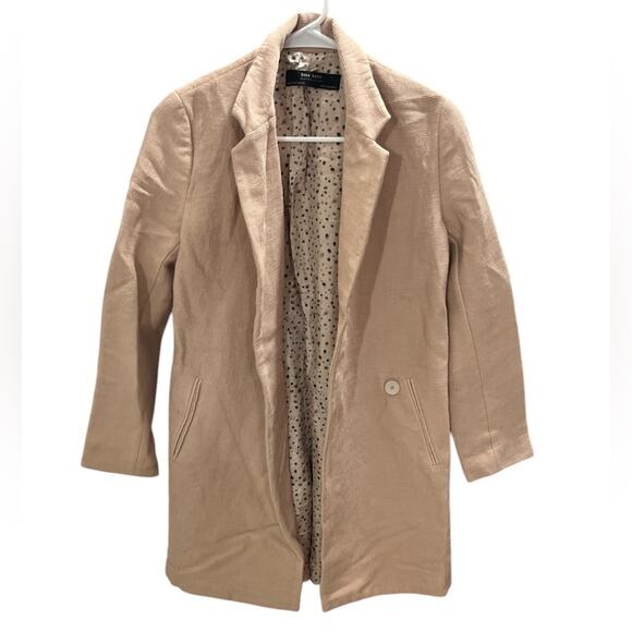 Zara Pink Trench Full Length Blazer Office Preppy Minimalist Size XS Old Money - Picture 1 of 10